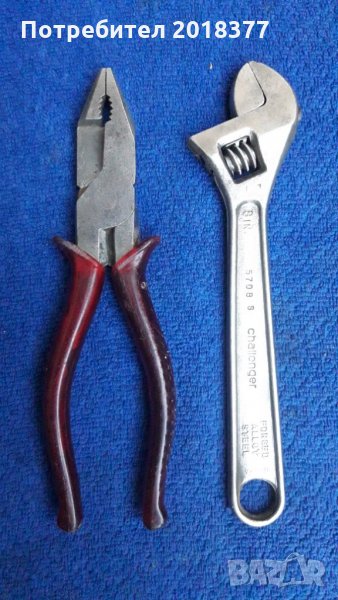 Лот - инструменти /клещи и раздвижен ключ, снимка 1