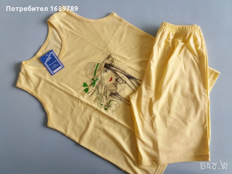 Нова дамска лятна пижама с къси панталони, бг производство - размер М, снимка 1