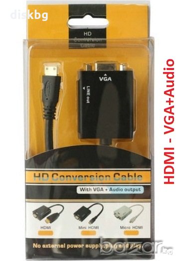 Нов конвертор от HDMI към VGA + звук - видео преходи, снимка 1