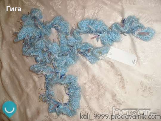Ново синъо ръчно плетено бутиково шалче, снимка 1