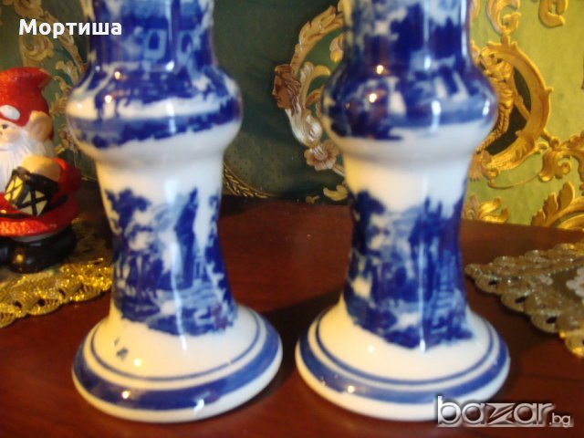 Холандски порцеланови свещници , снимка 4 - Декорация за дома - 21111041