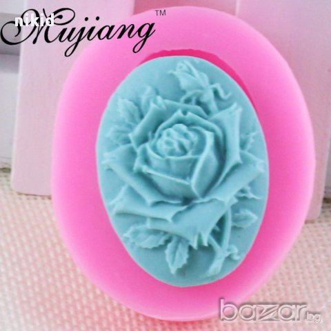 овал едра роза силиконова форма молд украса декор торта фондан шоколад и др