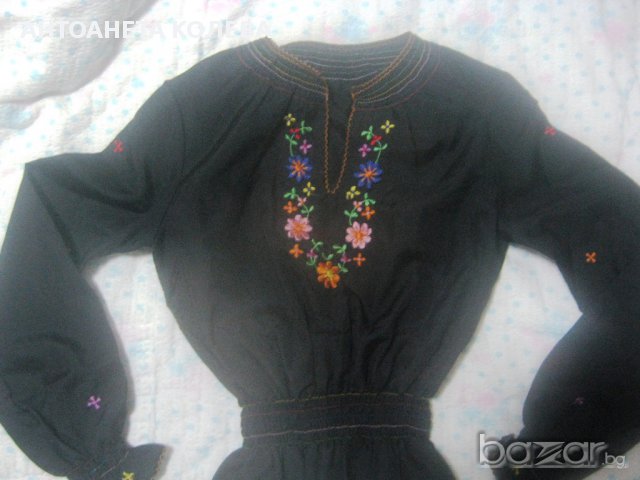 черна риза с бродерия