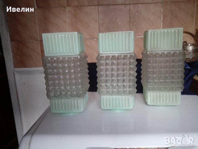 три стари стъкла за нощна лампа,полилей,аплик арт деко