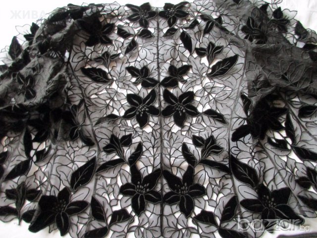 ALBERT NIPON - черна дантела от коприна и кадифе, дамски топ, снимка 7 - Рокли - 13402593