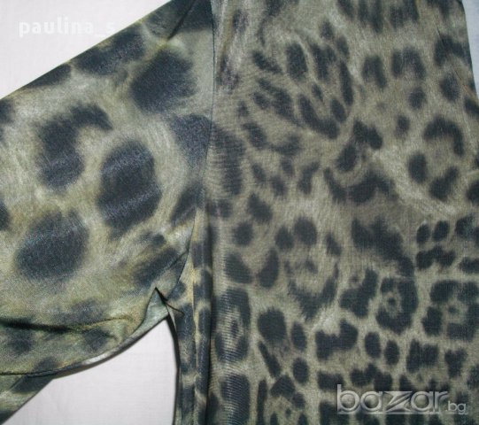 Италианска коктейлна блуза тип туника в зелен леопардов принт "Biaginni"®, снимка 4 - Корсети, бюстиета, топове - 15381638