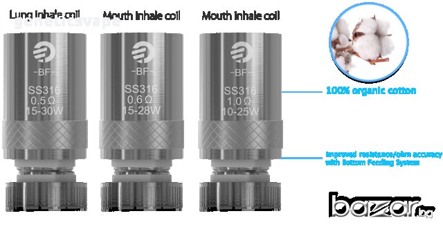 Joyetech изпарители за Cubis eGo Aio BF SS316 0.5 ohm - 1.0ohm, снимка 1 - Вейп без пълнители - 13915868