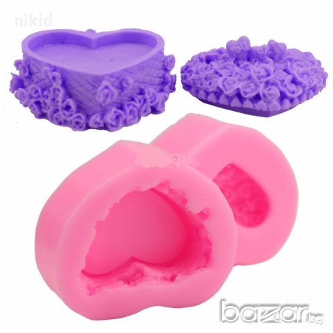 3D 2 части сърце за направа на кутийка силиконов молд форма декорация украса фондан торта мъфини , снимка 2 - Форми - 18777214