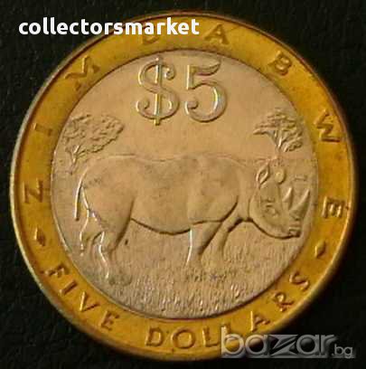 5 долара 2002, Зимбабве