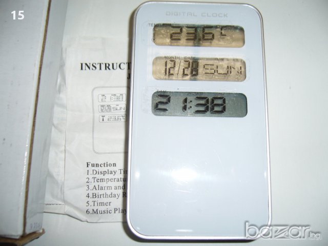 Стаен електронен часовник, термометър, календар, снимка 3 - Други - 11752476