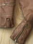 Дамско кожено яке BERSHKA, size M, екокожа, бежово-карамелено, златни ципове, като ново!!!, снимка 8