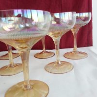 Ретро стъклени чаши за вино кана и чаши перлени и гравирани , снимка 10 - Антикварни и старинни предмети - 20343831