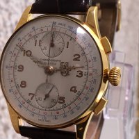 Златен мъжки ръчен часовник-хронограф от 1950г. , снимка 1 - Мъжки - 22113662