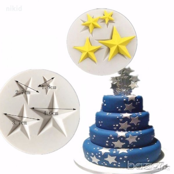 4 Звезди петолъчка силиконов молд форма декорация торта фондан шоколад, снимка 1