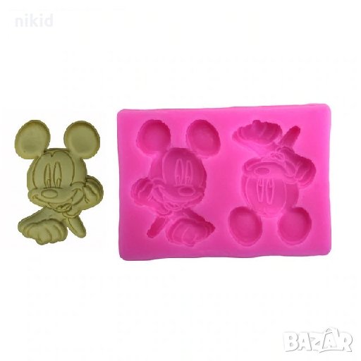 2 бр Мики Маус силиконов молд за фондан украса торта декорация мъфин шоколад, снимка 1