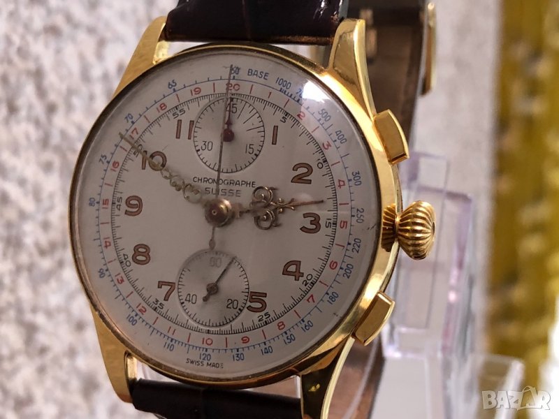 Златен мъжки ръчен часовник-хронограф от 1950г. , снимка 1