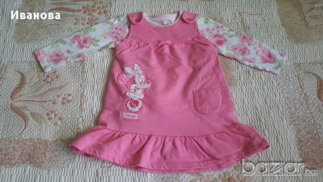 Рокля сукман розова с блуза на цветя, снимка 1 - Бебешки рокли - 17476672