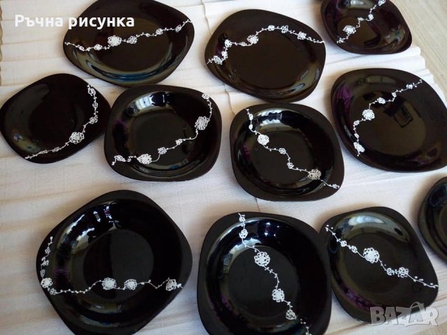 Ръчно рисувани Чинии в черно и бяло , снимка 1