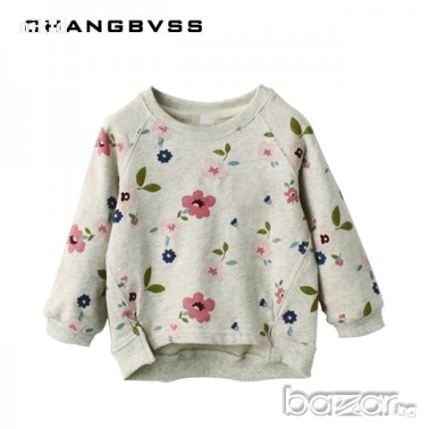 Детска блуза суичер сив на цветя , снимка 2 - Детски Блузи и туники - 21244025