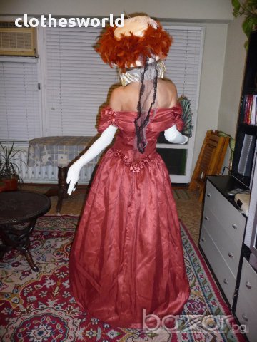 Бална рокля във викториански стил вишнев цвят, снимка 5 - Рокли - 11690479