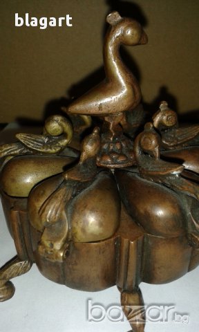 Стар Бронзов съд-"Райски птици", снимка 9 - Антикварни и старинни предмети - 17478800
