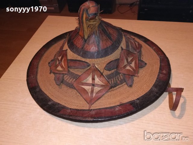 автентична тибетска/монголска шапка-46х22см-внос швеицария, снимка 6 - Колекции - 20285414