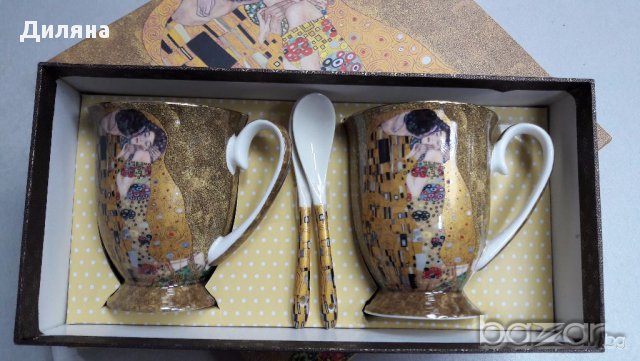 Чаши за чай Целувката, снимка 1 - Подаръци за жени - 18249167