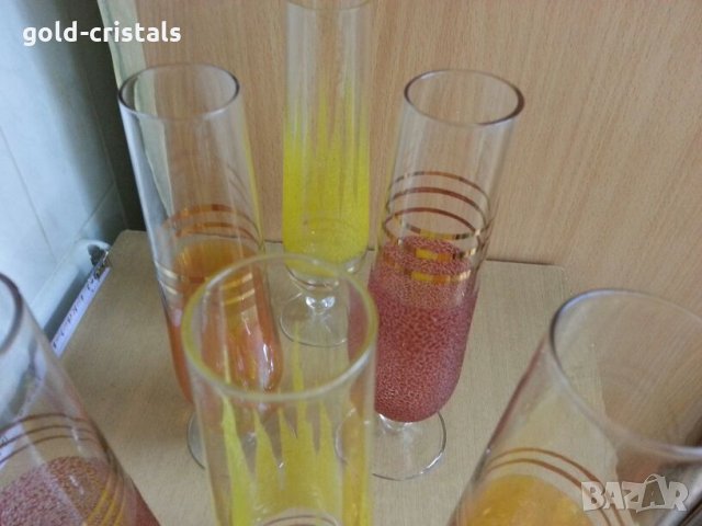 ретро стъклени цветни чаши , снимка 4 - Антикварни и старинни предмети - 25188609