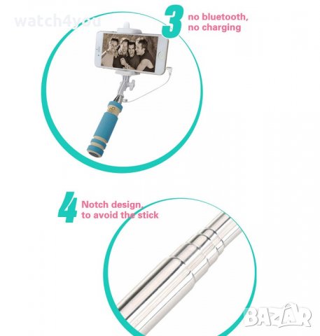 НОВ SELFIE STICK (СЕЛФИ СТИК) РАБОТИ СЪС ВСИЧКИ ANDROID И IPHONE. СЕЛФИ СТИКОВЕ, снимка 10 - Селфи стикове, аксесоари - 22070490