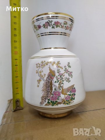 Стара порцеланова ваза с 24 карата позлата ръчна изработка Гърция, снимка 5 - Декорация за дома - 25840356