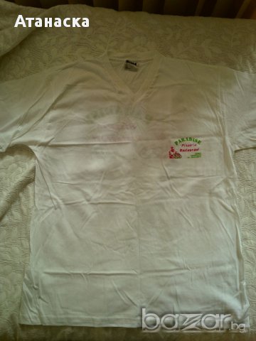Чисто нова тениска с щампи от пред и от зад на пицария, снимка 1 - Тениски - 15994601