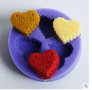 3 мини релефни сърца сърце love силиконов молд за фондан украса торта декорация мъфини, снимка 1 - Форми - 17254764