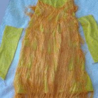 Нов наличен костюм за танци с ресни – жълт с оранжеви ресни, снимка 1 - Детски комплекти - 17848253