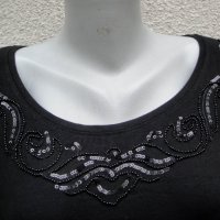4XL  C&A черна блуза с пайети  , снимка 2 - Блузи с дълъг ръкав и пуловери - 23519066