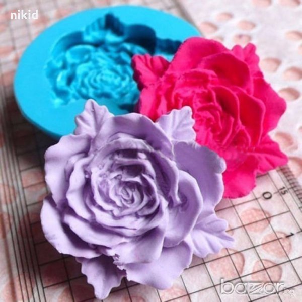 разцъфнала роза силиконов молд форма декорация торта фондан шоколад и др., снимка 1