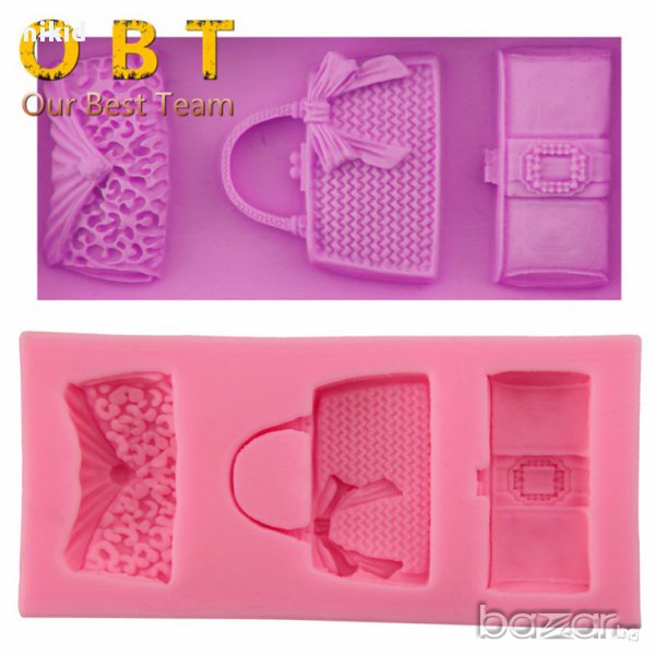 дамска чанта портмоне клъч силиконова форма молд за украса декорация торта фондан сладки и др, снимка 1