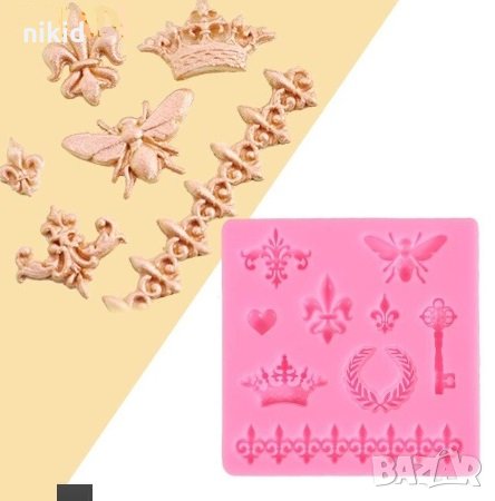 Класика  ключ корона венец fleur силиконов молд форма за декорация торта фондан шоколад и др, снимка 1