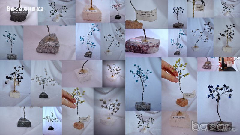 Сувенир дърво с минерали, авантюрин, карнеол, лазурит, опал, яспис, родохрозит,  тюркоаз, снимка 1