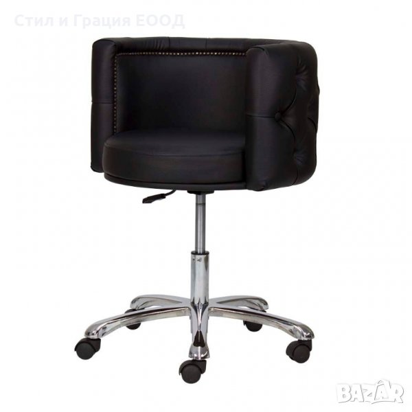 Козметичен стол - Табуретка за маникюр/педикюр Deco - черна,бяла,сребриста,синя, снимка 1