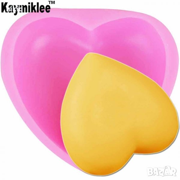 Голямо гладко дълбоко Сърце силиконов молд форма за украса торта фондан гипс сапун шоколад, снимка 1