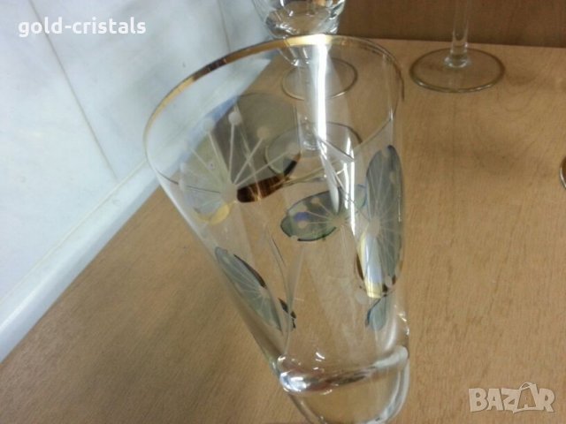 Стари стъклени чаши за вино с златен кант и гравюра, снимка 15 - Антикварни и старинни предмети - 22117742