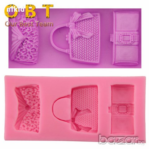 дамска чанта портмоне клъч силиконова форма молд за украса декорация торта фондан сладки и др