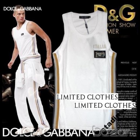 D&G Dolce & Gabbana Italy Striped Metal Plate Мъжки Потник size 46 (S), снимка 1 - Тениски - 6590061