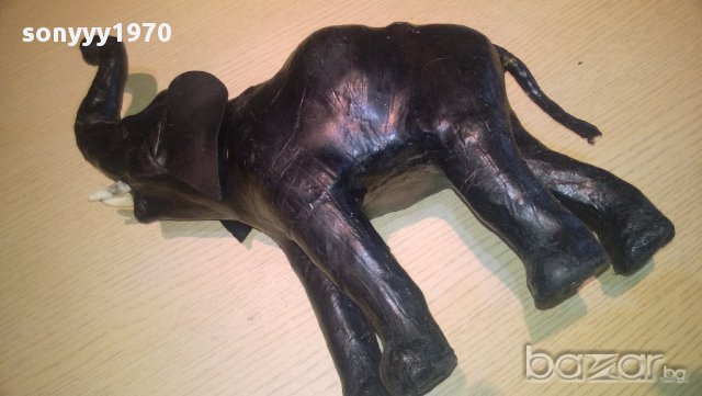 ГОЛЯМ слон 30/34см-черна кожа-ВНОС ШВЕИЦАРИЯ, снимка 10 - Други ценни предмети - 10541265