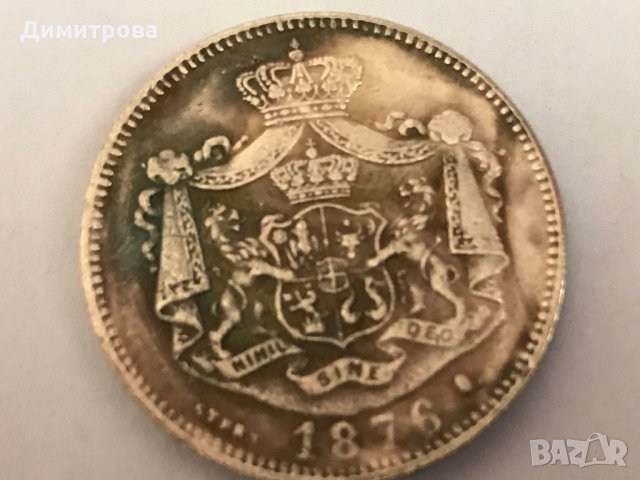 1 лея Румъния 1876, снимка 2 - Нумизматика и бонистика - 25378766