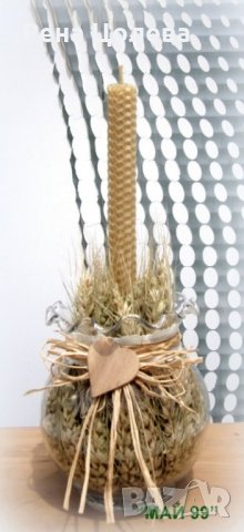 Свещник с житни класове, снимка 3 - Декорация за дома - 21938360