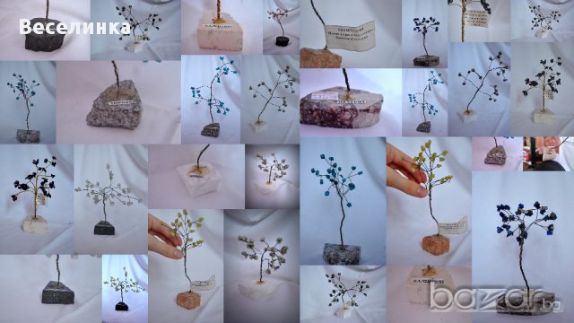 Сувенир дърво с минерали, авантюрин, карнеол, лазурит, опал, яспис, родохрозит,  тюркоаз, снимка 1