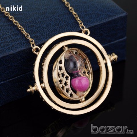 въртящо  Колие медальон с цветен пясъчен часовник от Хари Потър Хърмаяни Времевърт, снимка 2 - Колиета, медальони, синджири - 16790434