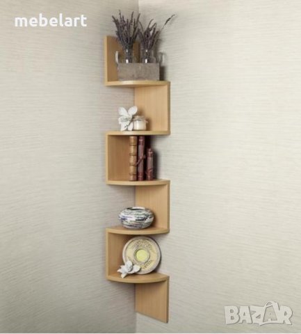 Ъглова Етажерка за стена - Жълта, снимка 3 - Бюра - 23350952