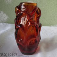 Тежка красива ваза, цвят на тъмен кехлибар, снимка 1 - Вази - 10670305